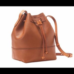 J Crew Downing NWT camel bucket bag *real leather*